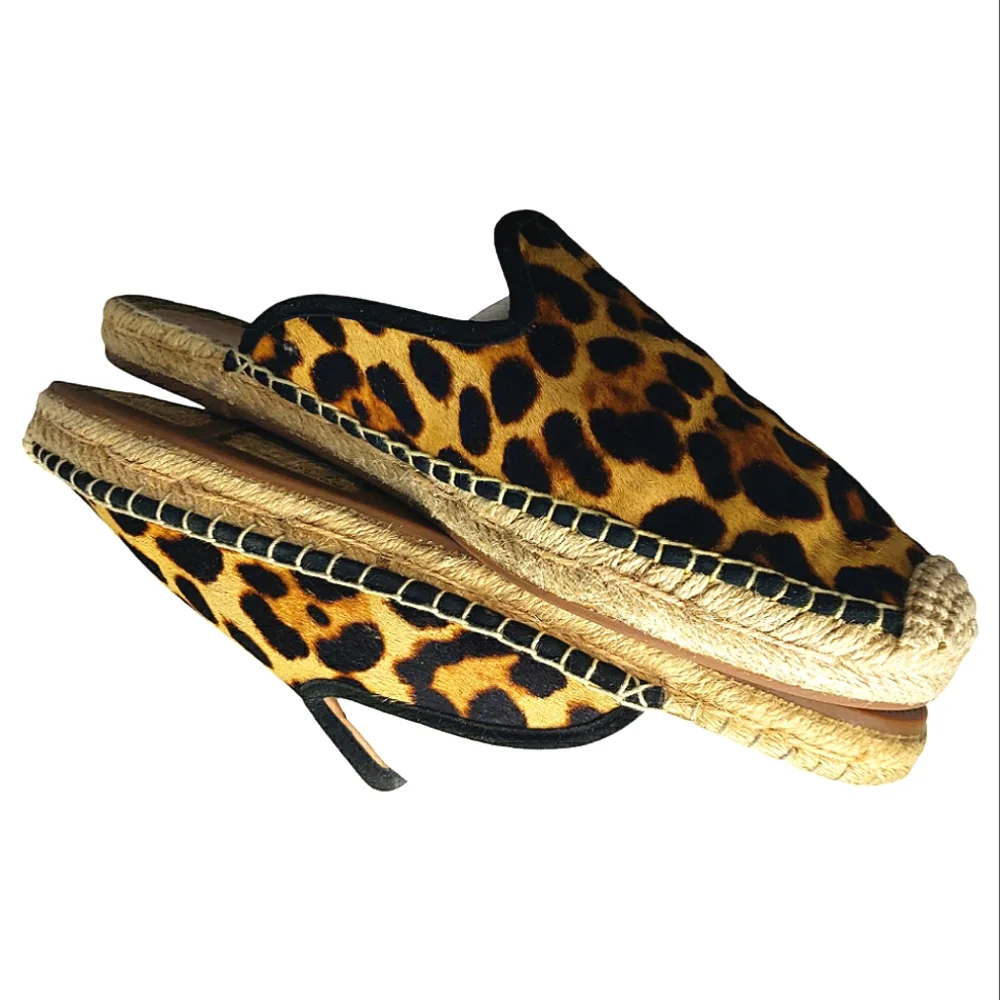 J. Crew Leopard Print Espadrille Mules in Brown and Black